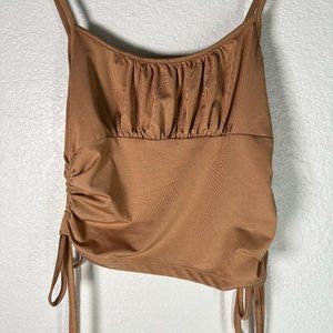Brown Tan Crop Top Scrunched Size M